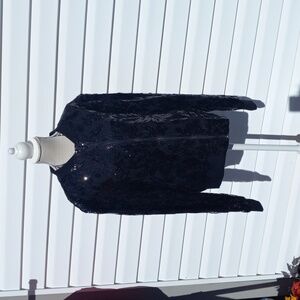 Roz&Ali  Midnight Black Sequin Dressy Bomber Style Jacket
